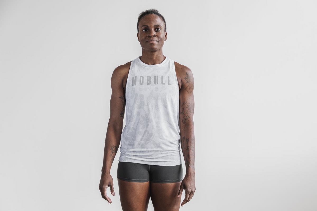 Nobull High-Neck Women\'s Tank Tops White Pink | Australia (FC7841)